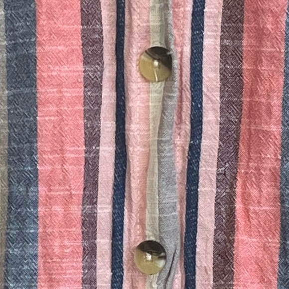 Mlle Gabrielle Vertical Striped Shirt Dress Sz XL Button Up Spring Easter Colors - Picture 15 of 15